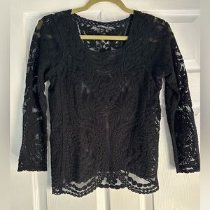Express lace and crochet black top